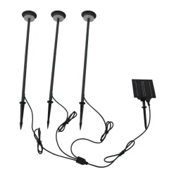 Solcellelamper|Udendørs Spot ^ Lindby LED-solcellelampe Lyris, sæt med 3, sort, aluminium, 3.000K