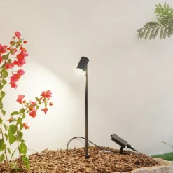 Dekorationsbelysning|Solcellelamper ^ Lindby LED-solcellelampe Myric, sort, aluminium, 3.000 K