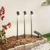 Lindby Dekorationsbelysning > LED-solcellelampe Myric, sæt med 3, sort, aluminium, 3.000K
