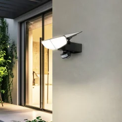 Solcelle Lampe Med Sensor|Væglampe Med Sensor ^ Lindby LED-solcellelampe Naelin, sort, sensor, IP44