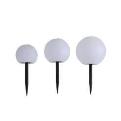 Lindby Dekorationsbelysning|Solcellelamper > LED-solcellelamper Lago, sæt med 3, kugler, jordspyd, hvid