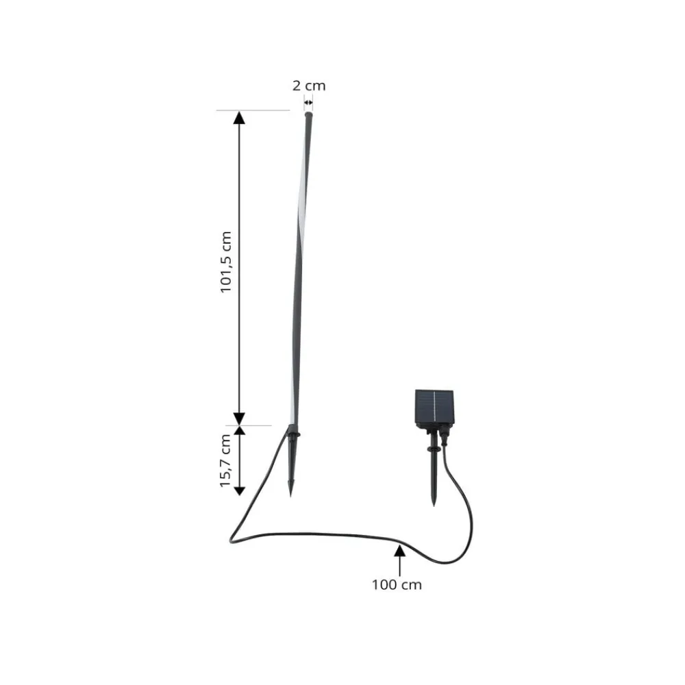Dekorationsbelysning|Udendørs Spot ^ Lindby LED-solcellelampe Sabriel, lige, sort, aluminium, 3000K