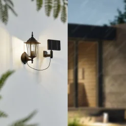 Lindby Solcellelamper|Væglamper > LED-solcellelampe Sayata, sort, aluminium, lygte