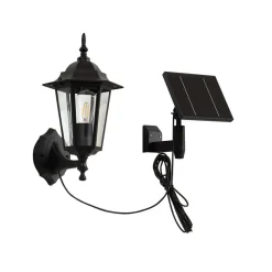 Lindby Solcellelamper|Væglamper > LED-solcellelampe Sayata, sort, aluminium, lygte