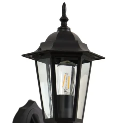 Lindby Solcellelamper|Væglamper > LED-solcellelampe Sayata, sort, aluminium, lygte