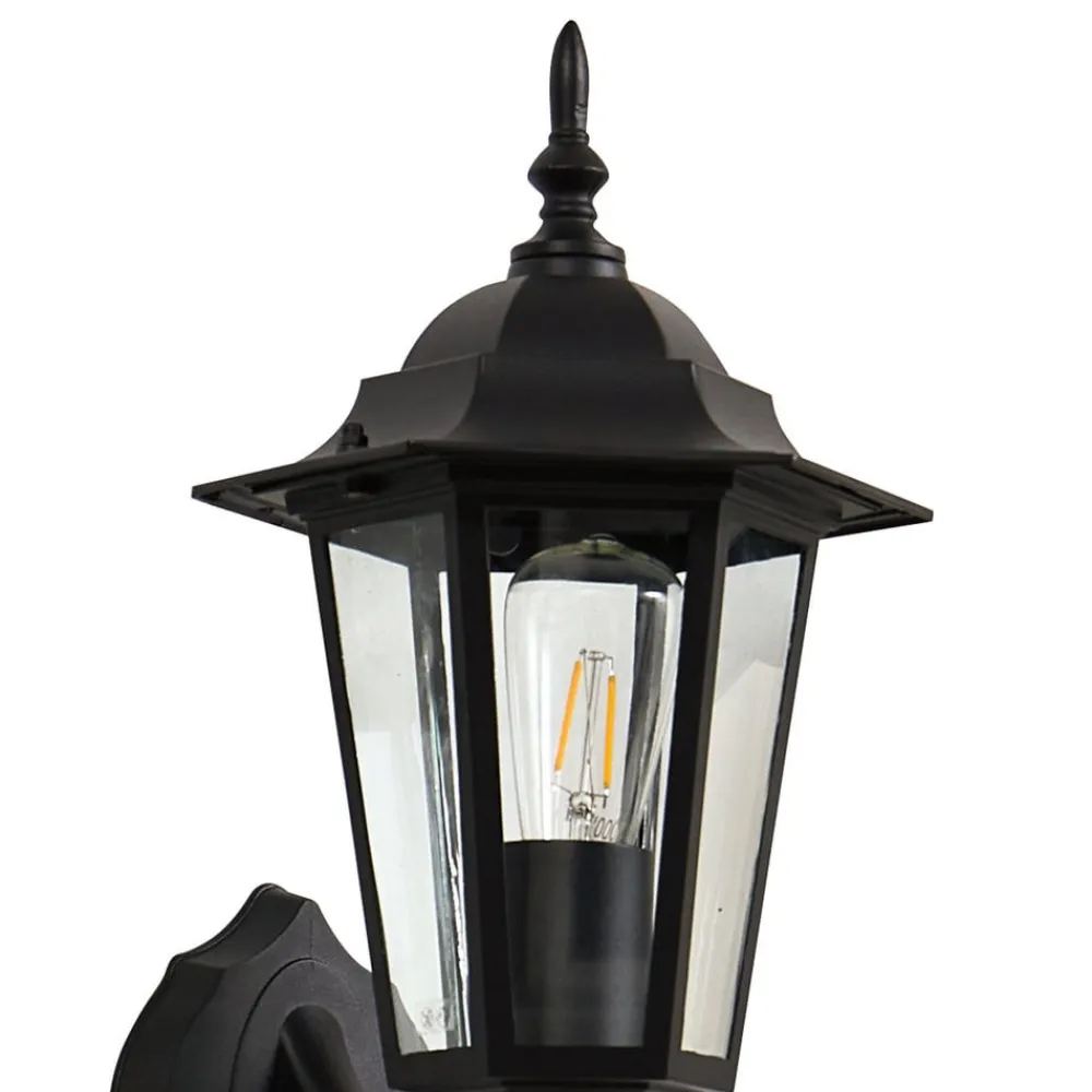 Lindby Solcellelamper|Væglamper > LED-solcellelampe Sayata, sort, aluminium, lygte