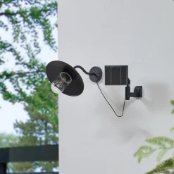 Lindby Solcellelamper > LED-solcellelampe Virane, sort, aluminium