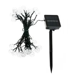 Dekorationsbelysning|Julepynt ^ Lindby LED solcellelyskæde Mionel, kugler, 30-flg., 635cm