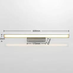 Lindby Væg- Og Spejllamper|Væglamper > LED-spejllampe Alenia, 60 cm, krom, aluminium, IP44