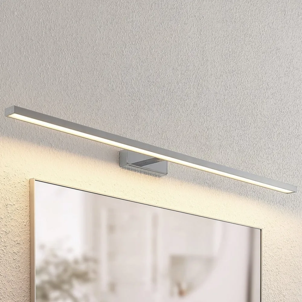 Væg- Og Spejllamper|Væglamper ^ Lindby LED-spejllampe Jukka, 120 cm, krom, metal, IP44