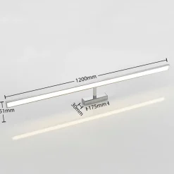 Væg- Og Spejllamper|Væglamper ^ Lindby LED-spejllampe Jukka, 120 cm, krom, metal, IP44