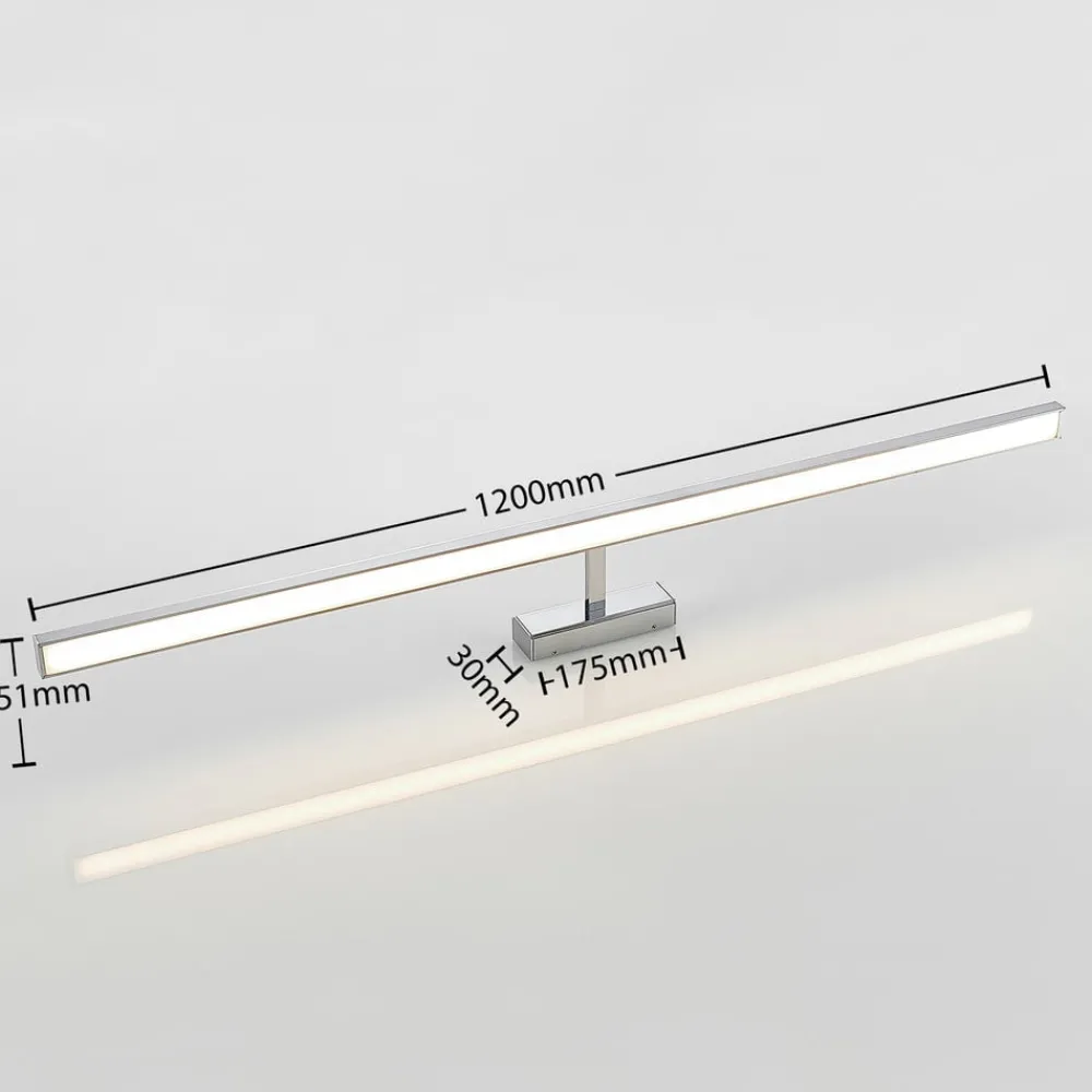 Væg- Og Spejllamper|Væglamper ^ Lindby LED-spejllampe Jukka, 120 cm, krom, metal, IP44