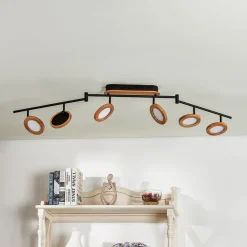Lindby Spotlights|Loftlamper > LED-spotlight Manel, træ, 152 cm lang, 6 lyskilder