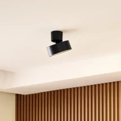 Loftlamper|Loftlamper ^ Lindby LED-spotlight Nivoria, Ø 14 cm, sort, drejelig