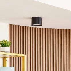 Gang|Loftlamper ^ Lindby LED-spotlight Nivoria, Ø 12 cm, 15 W, sort, metal
