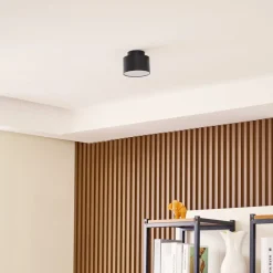 Lindby Gang|Loftlamper > LED-spotlight Nivoria, 11 x 9 cm, sort, metal