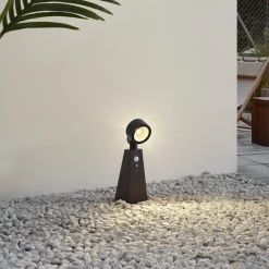 Lindby Solcelle Lampe Med Sensor|Sokkellamper Med Sensor > LED-spotlight Raide, sensor, sort, aluminium
