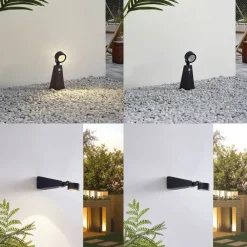 Lindby Solcelle Lampe Med Sensor|Sokkellamper Med Sensor > LED-spotlight Raide, sensor, sort, aluminium