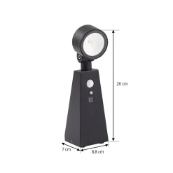 Lindby Solcelle Lampe Med Sensor|Sokkellamper Med Sensor > LED-spotlight Raide, sensor, sort, aluminium