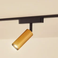 Skinnesystem ^ Lindby LED-spot 48 V Lumaro, guld, Ø 4 cm, aluminium, dæmpbar
