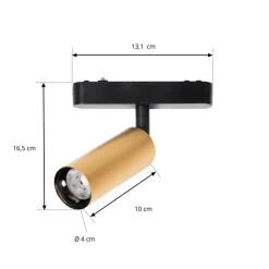 Skinnesystem ^ Lindby LED-spot 48 V Lumaro, guld, Ø 4 cm, aluminium, dæmpbar