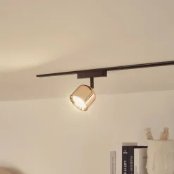 Skinnesystem ^ Lindby LED-spot 48 V Lumaro, rosaguld, Ø 8,2 cm, aluminium, dæmpbar