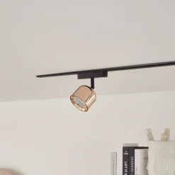 Skinnesystem ^ Lindby LED-spot 48 V Lumaro, rosaguld, Ø 8,2 cm, aluminium, dæmpbar