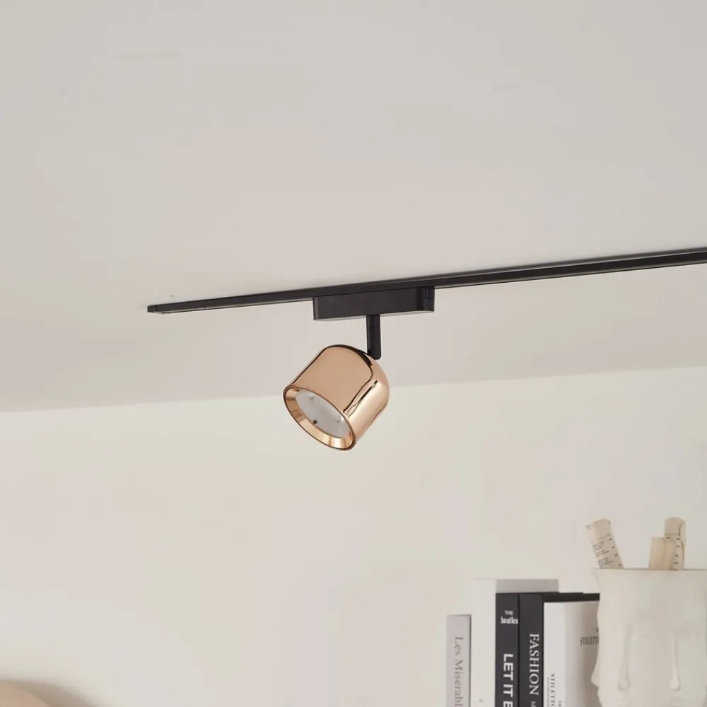 Skinnesystem ^ Lindby LED-spot 48 V Lumaro, rosaguld, Ø 8,2 cm, aluminium, dæmpbar