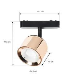 Skinnesystem ^ Lindby LED-spot 48 V Lumaro, rosaguld, Ø 8,2 cm, aluminium, dæmpbar