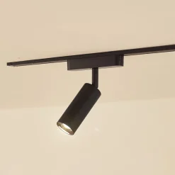Skinnesystem ^ Lindby LED-spot 48 V Lumaro, sort, Ø 4 cm, aluminium, dæmpbar
