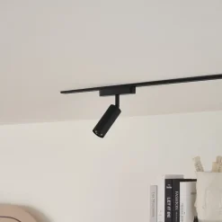Skinnesystem ^ Lindby LED-spot 48 V Lumaro, sort, Ø 4 cm, aluminium, dæmpbar