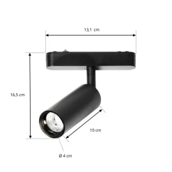 Skinnesystem ^ Lindby LED-spot 48 V Lumaro, sort, Ø 4 cm, aluminium, dæmpbar