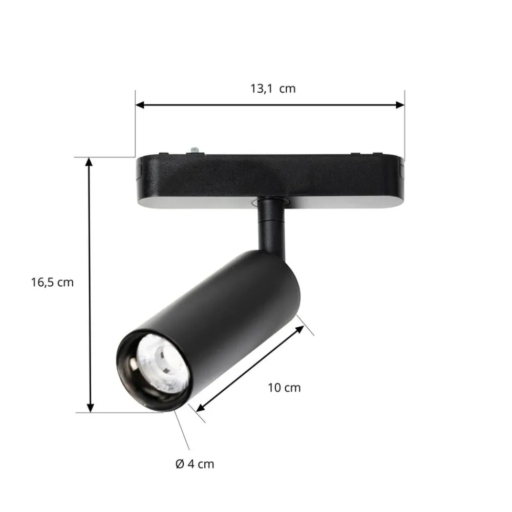 Skinnesystem ^ Lindby LED-spot 48 V Lumaro, sort, Ø 4 cm, aluminium, dæmpbar