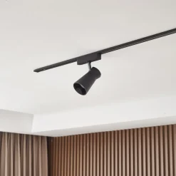 Skinnesystem ^ Lindby LED-spot 48 V Lumaro, sort, Ø 7 cm, dæmpbar