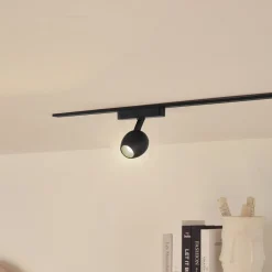 Skinnesystem ^ Lindby LED-spot 48 V Lumaro, sort, Ø 6,2 cm, dæmpbar