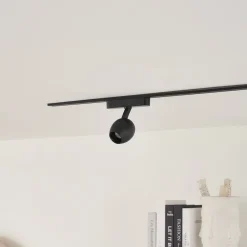 Skinnesystem ^ Lindby LED-spot 48 V Lumaro, sort, Ø 6,2 cm, dæmpbar
