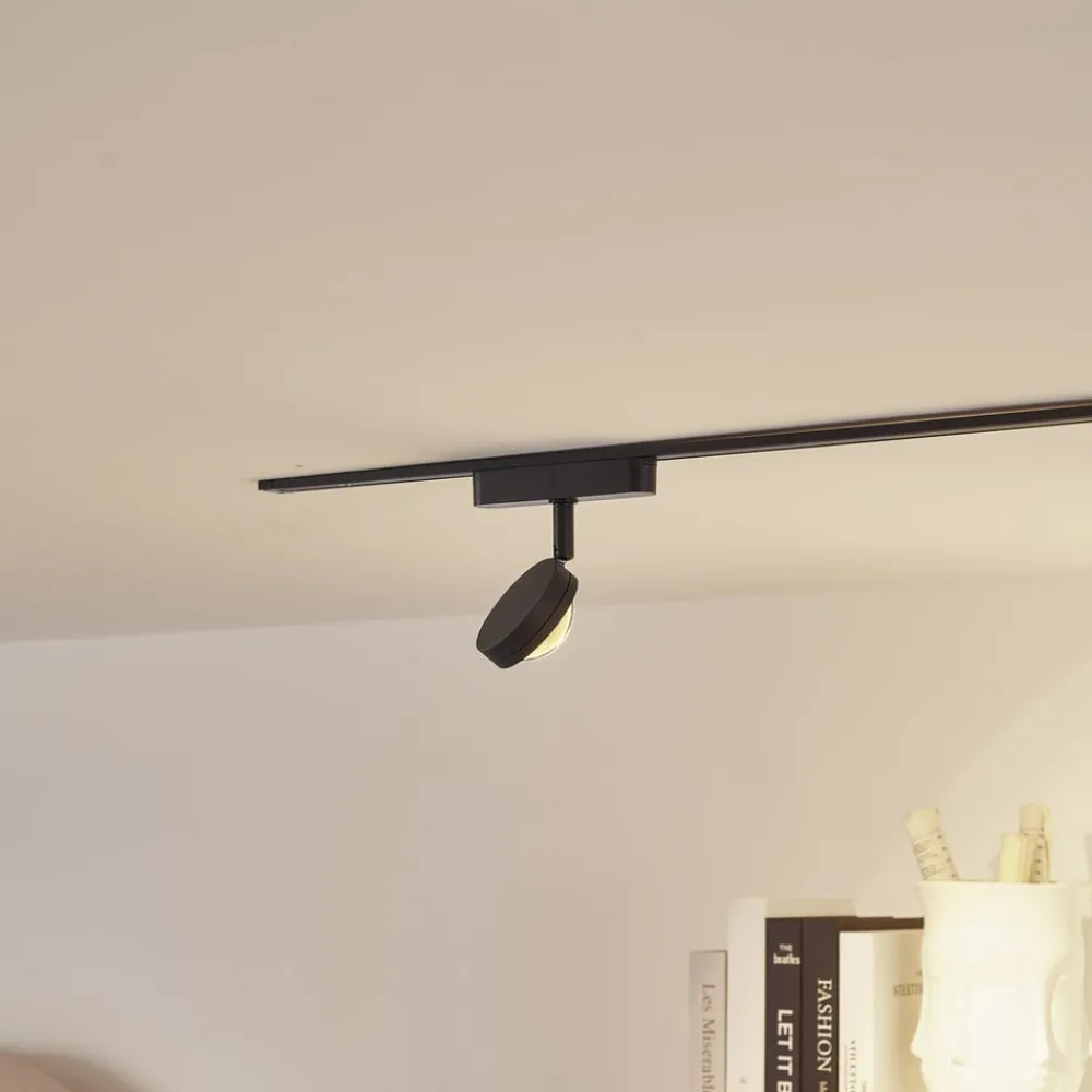 Lindby Skinnesystem > LED-spot 48 V Lumaro, sort, Ø 7,3 cm, aluminium, dæmpbar