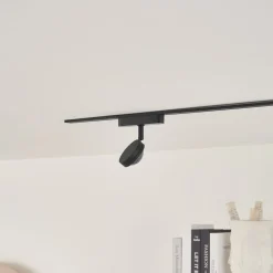 Lindby Skinnesystem > LED-spot 48 V Lumaro, sort, Ø 7,3 cm, aluminium, dæmpbar