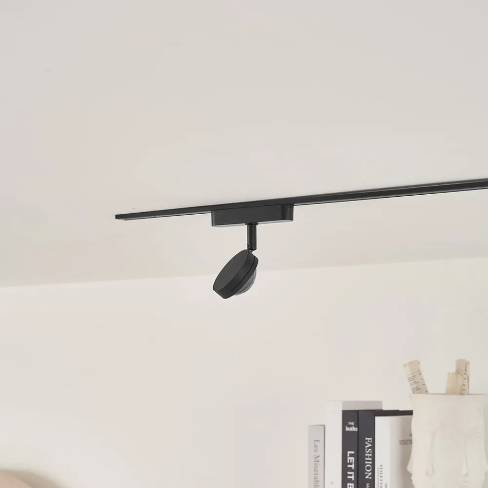 Lindby Skinnesystem > LED-spot 48 V Lumaro, sort, Ø 7,3 cm, aluminium, dæmpbar