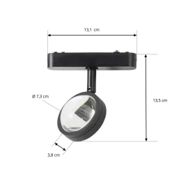Lindby Skinnesystem > LED-spot 48 V Lumaro, sort, Ø 7,3 cm, aluminium, dæmpbar