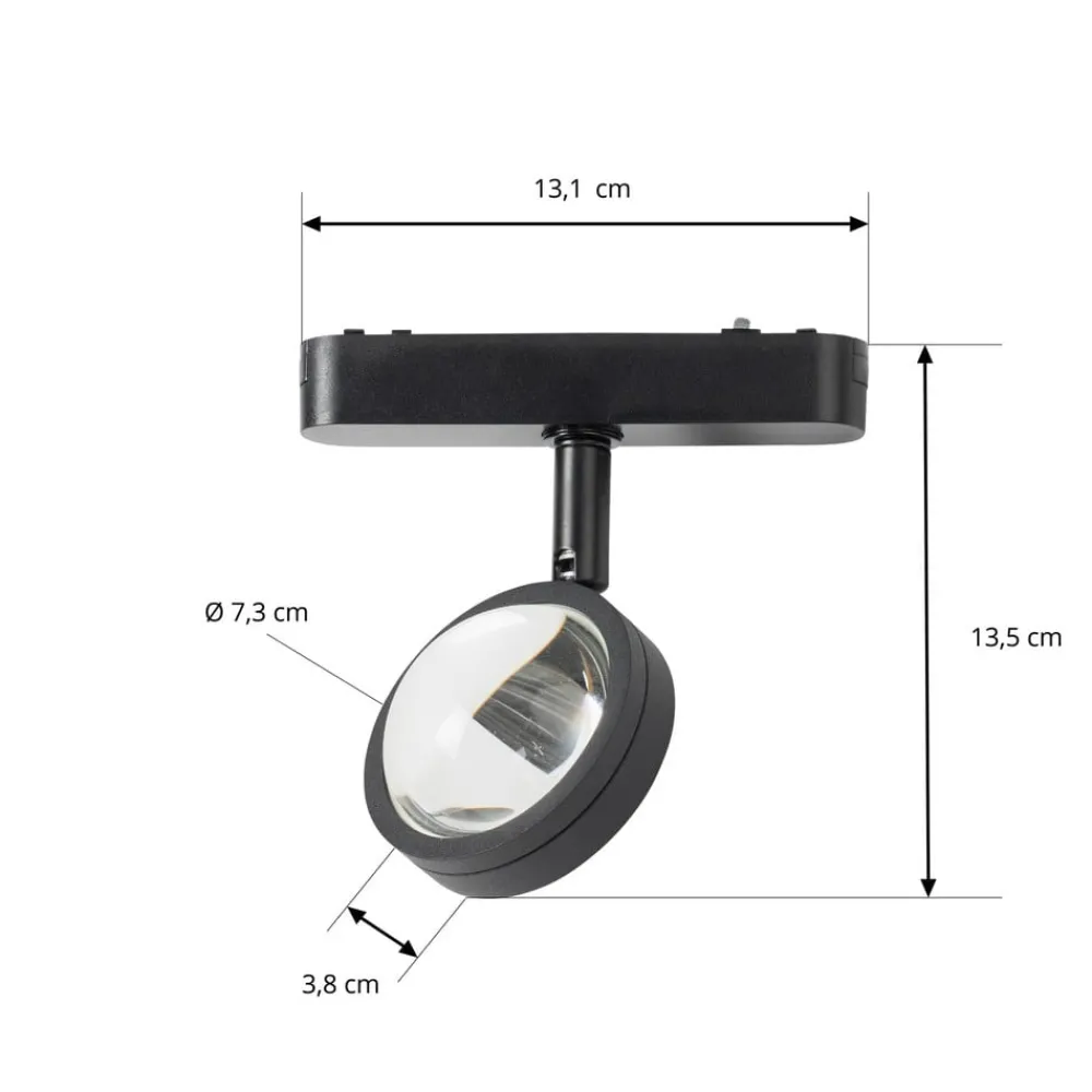 Lindby Skinnesystem > LED-spot 48 V Lumaro, sort, Ø 7,3 cm, aluminium, dæmpbar
