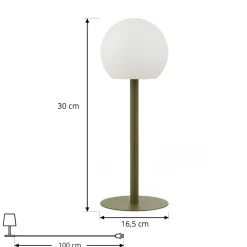 Lindby Dekorationsbelysning|Bordlamper > LED udendørs bordlampe Eleia, grøn, metal, genopladeligt batteri