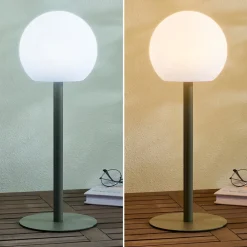 Lindby Dekorationsbelysning|Bordlamper > LED udendørs bordlampe Eleia, grøn, metal, genopladeligt batteri