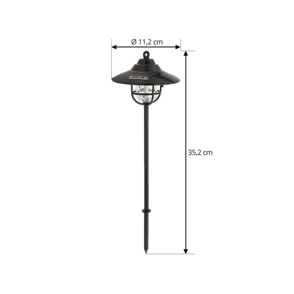 Lindby Udendørs Pendellamper > LED-udendørslampe Ketil, sort, jordspyd, batteri