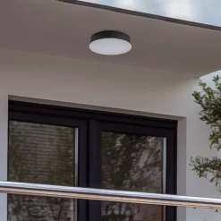 Lindby Terrassebelysning|Udendørs Loftlamper > LED udendørs loftlampe Lahja, antracit, sensor, IP65