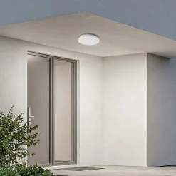 Lindby Terrassebelysning|Udendørs Loftlamper > LED udendørs loftslampe Kirkola, 4000 K, Ø 26 cm, hvid