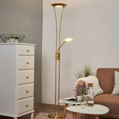 Lindby Pendellamper|Gulvlamper > LED-uplight Eda, højde 180 cm, messing, dæmpbar