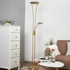 Lindby Pendellamper|Gulvlamper > LED-uplight Eda, højde 180 cm, messing, dæmpbar