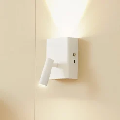 Væglamper|Væglamper ^ Lindby LED-væglampe Agit, hvid, metal, touchdæmper