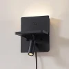 Gang|Væglamper ^ Lindby LED-væglampe Auden, sort, stik, ladestation